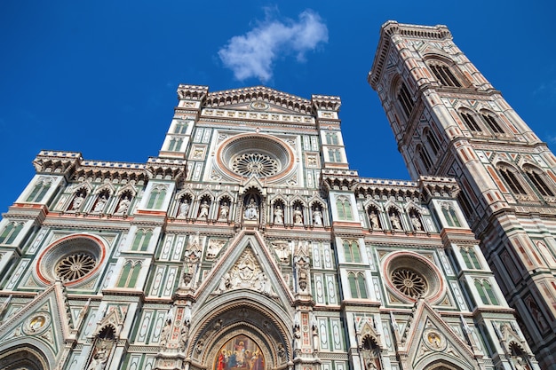 Main facade of Cathedral of Saint Mary of the Flower, Duomo. Italy, Tuscany, Florence.