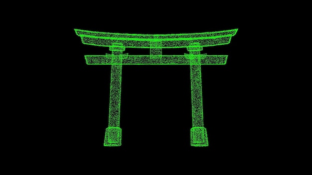 사진 일본 교토 3d 렌더링에 있는 후시미 이나리타이샤 신사의 정문