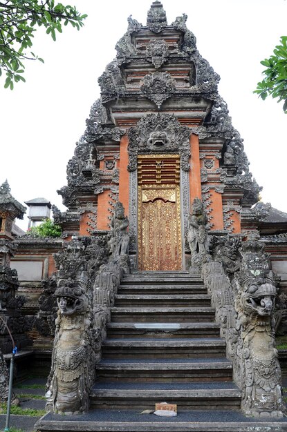 Main view of Pura Taman Saraswati in Bali Indonesia