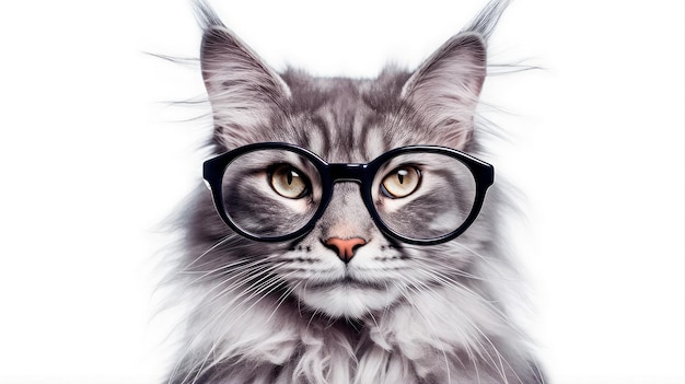 maine coon cat with glasses