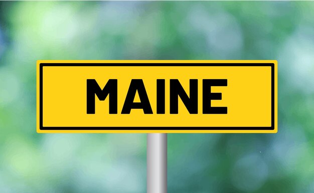 Maine road sign on blur background