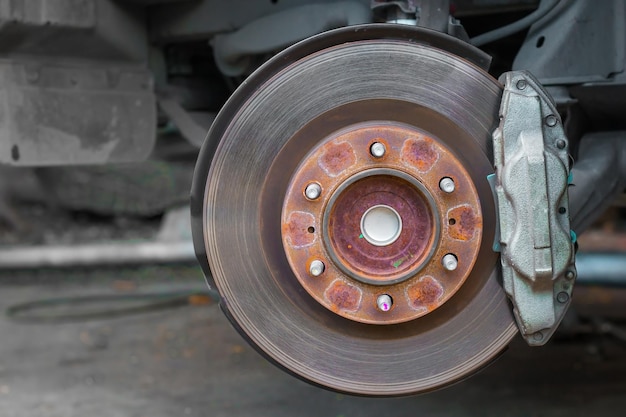 Maintenance repair and cleaning disc brake and asbestos brake\
pads part of car use for stop the car