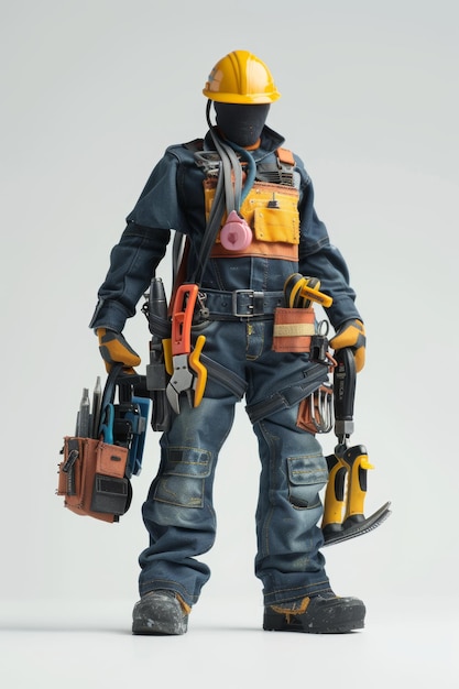 Maintenance worker with a bag and a set of tools on his belt Generative AI