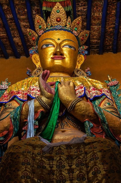 Maitreya buddha in tsemo gompa leh ladakh india