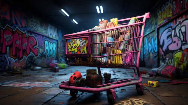 Photo the majestic abandoned walmart a jawdropping unreal engine rendering of a neoninfused postapocal