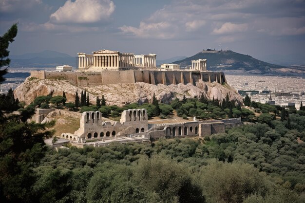 Majestic Acropolis of Athens remnant of the glorious past generative IA