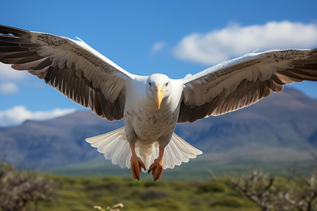 Majestic albatross against a clear blue sky Generative AI