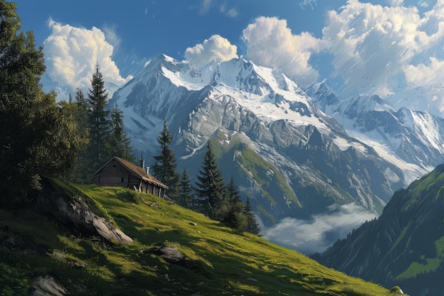 Majestic Alps landscape mountains Generate Ai