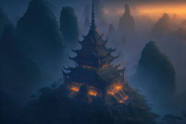 Majestic Ancient Temple of the Fantasy World