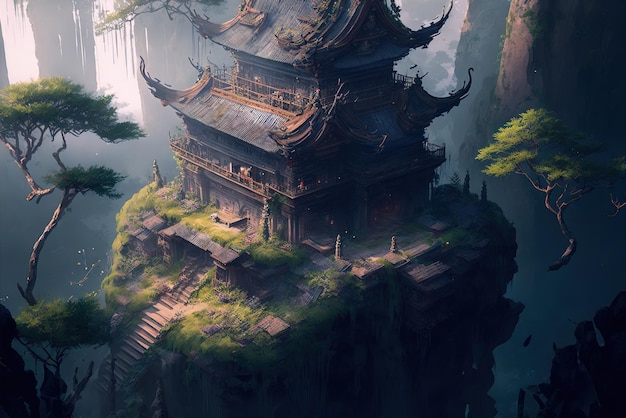 Majestic Ancient Temple of the Fantasy World