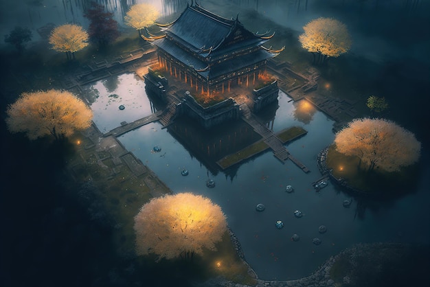 Majestic Ancient Temple of the Fantasy World