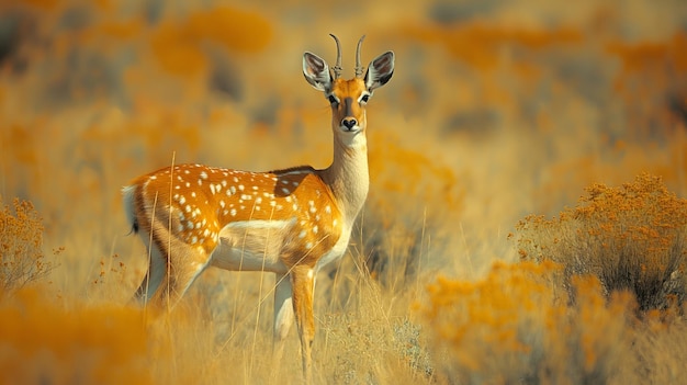 Photo majestic antelope standing in golden grassland savannah