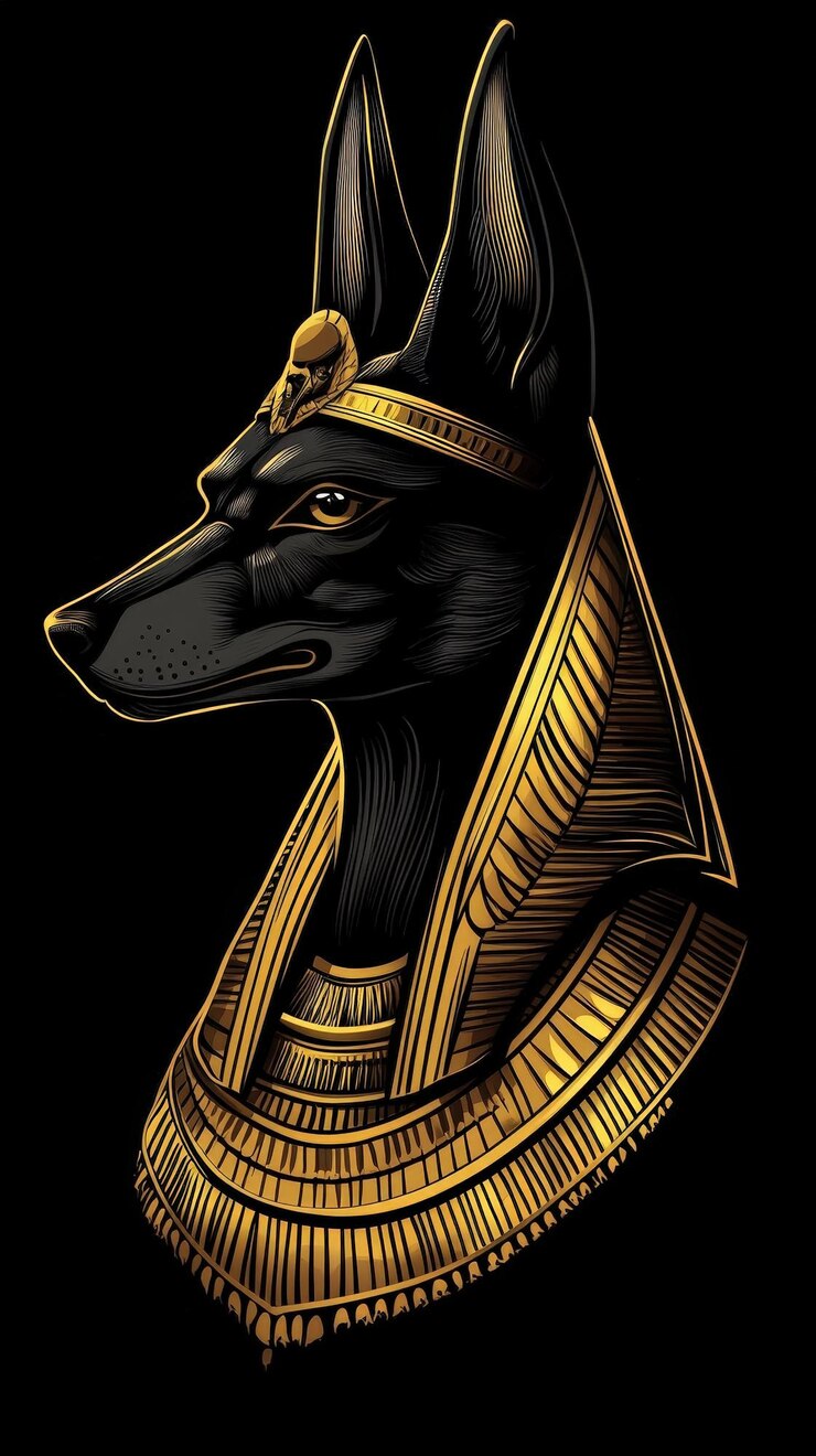 Photo majestic anubis a golden egyptian god illustration