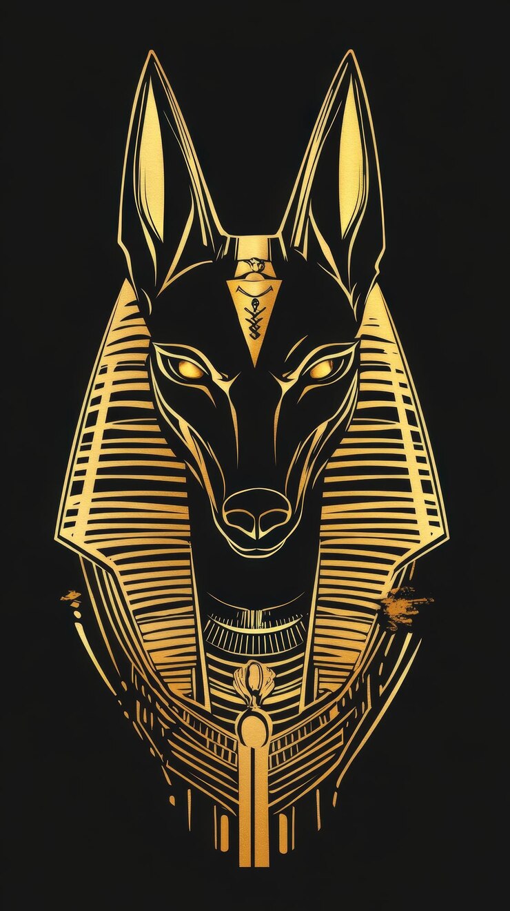 Photo majestic anubis golden god of the egyptian underworld mystical canine deity ancient art
