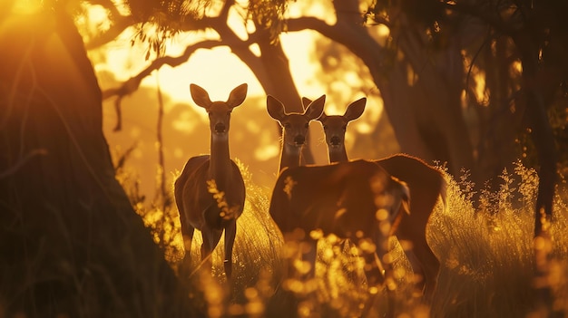 Photo majestic and aweinspiring wildlife basking in the warm glow of golden hour showcasing their natural beauty and grace in their pristine habitat