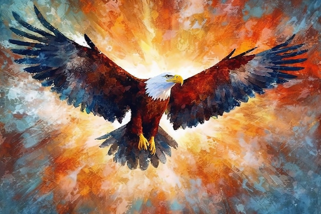 Majestic bald eagle for American Independence 4th fourth july usa illustration generative ai