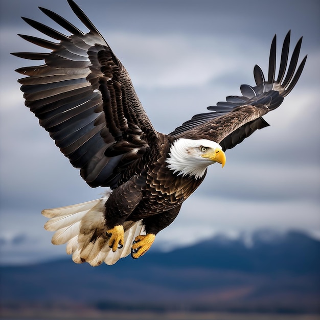 Premium AI Image | Majestic bald eagle in flight