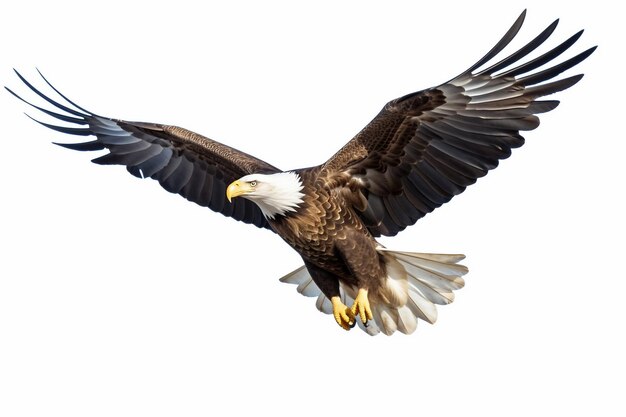 A Majestic Bald Eagle in Graceful Flight Generative Ai