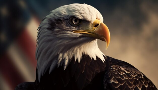 Majestic bald eagle perching looking at camera generated by AI