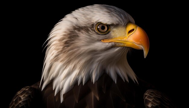 Величественный белоголовый орлан сидит и смотрит с агрессией, созданной искусственным интеллектом