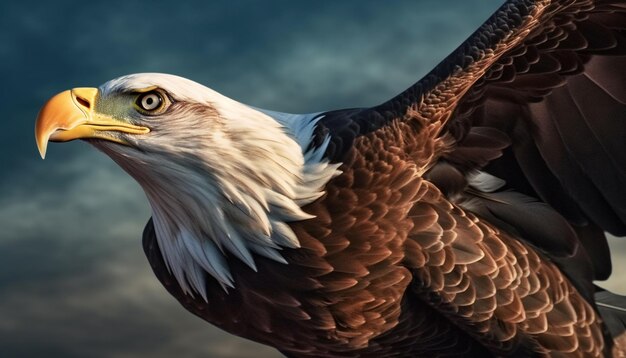 Majestic bald eagle perching talons in focus generated by AI