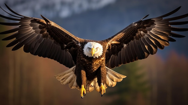 Majestic Bald Eagle Soaring with Wings Spread Wide