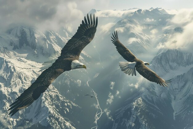 Photo majestic bald eagles soaring in the sky