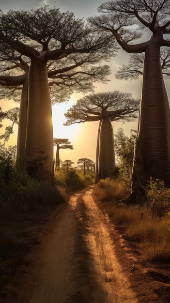 Photo majestic baobab trees in morondava madagascar