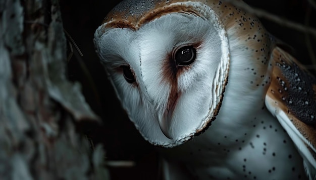 Majestic barn owl closeup portrait