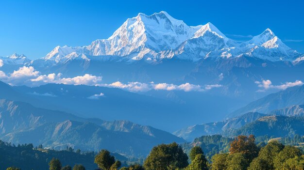 The majestic beauty of the snowcapped mountain range