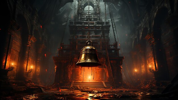 Majestic Bell in the Ancient Temple