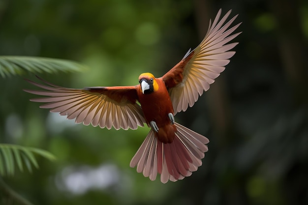 majestic bird in flight against a blurred background