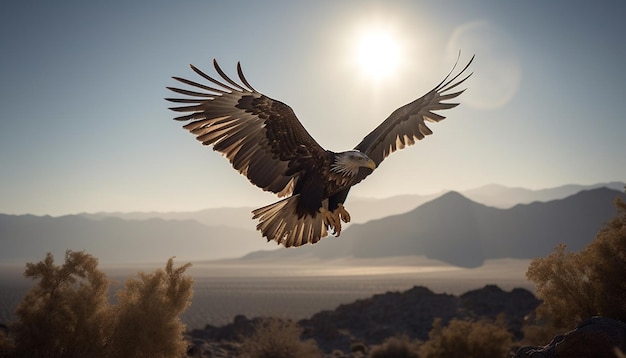 Majestic bird of prey soars in freedom generated by AI