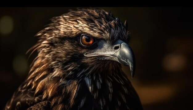 Величественная хищная птица смотрит острым глазом, созданным искусственным интеллектом