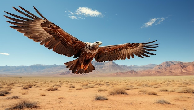 Photo majestic bird soars over african landscape embodying freedom and beauty generated by ai