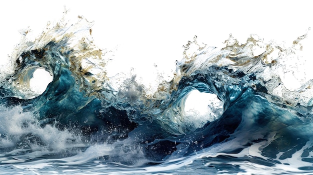 Majestic Blue Ocean Wave on White Background