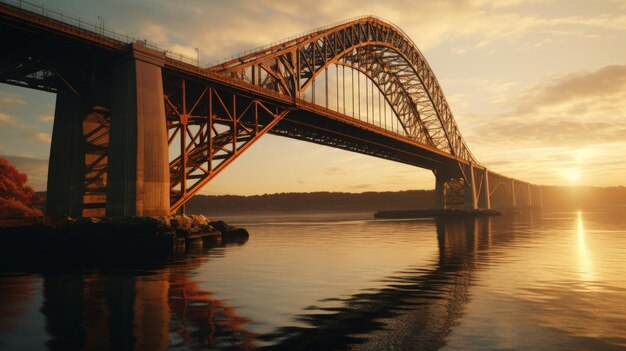 Photo a majestic bridge spanning a vast body of water