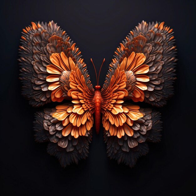 majestic butterfly with fully visible symmetrical wings dark background