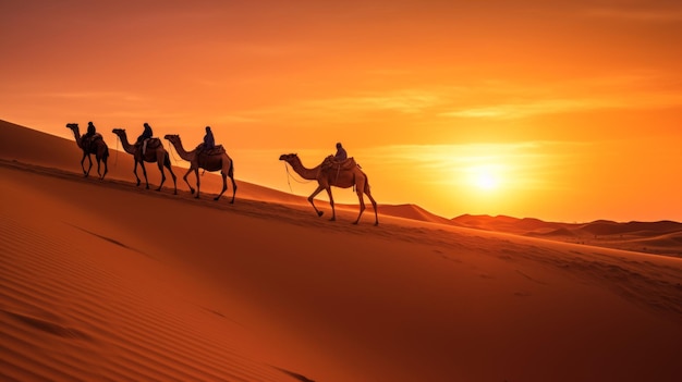 Majestic Camels and Desert Serenity A Photorealistic Journey through the Sahara