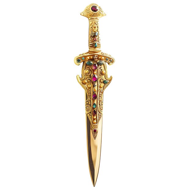 Photo majestic ceremonial gold katar boasting a gem studded shaft game asset 3d isolated design concept