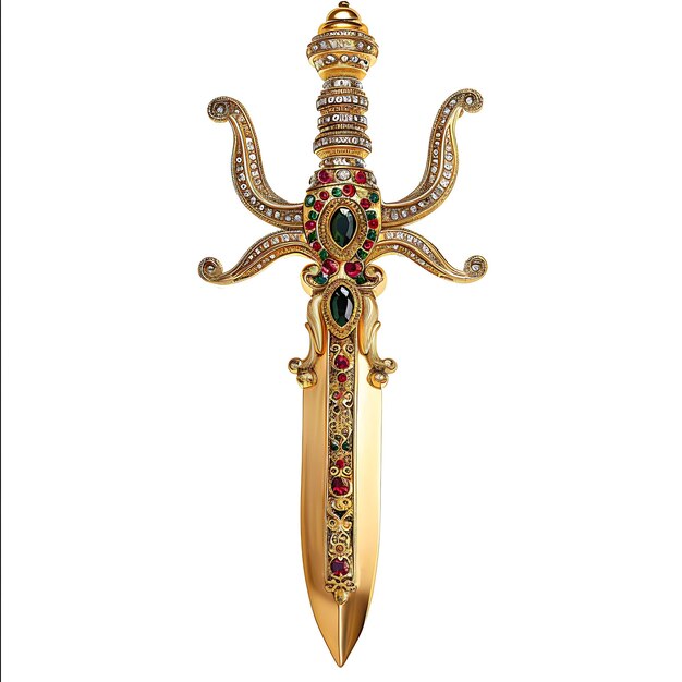 Photo majestic ceremonial gold katar boasting a gem studded shaft game asset 3d isolated design concept