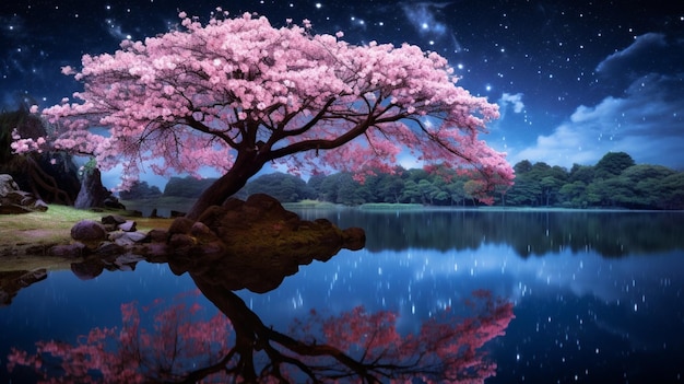 Majestic cherry tree with delicate branches picture Ai generated art