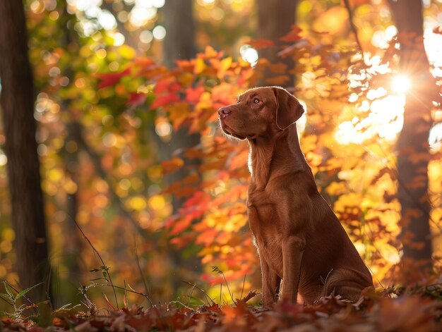 Majestic Chesapeake Bay Retriever sitting gracefully in the sunlight