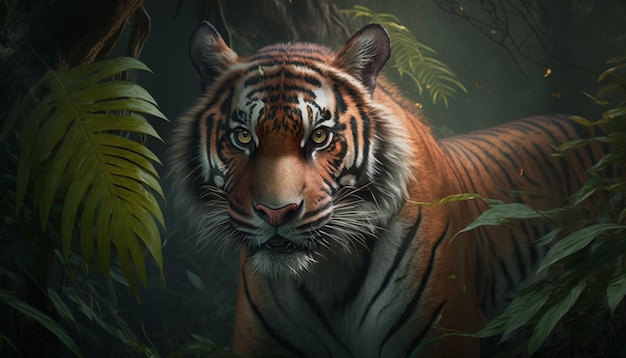 Majestic Chinese Tiger Roaming Through the Jungle