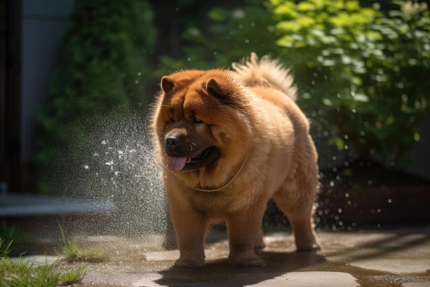 太いライオンのたてがみを持つ雄大なチャウチャウ