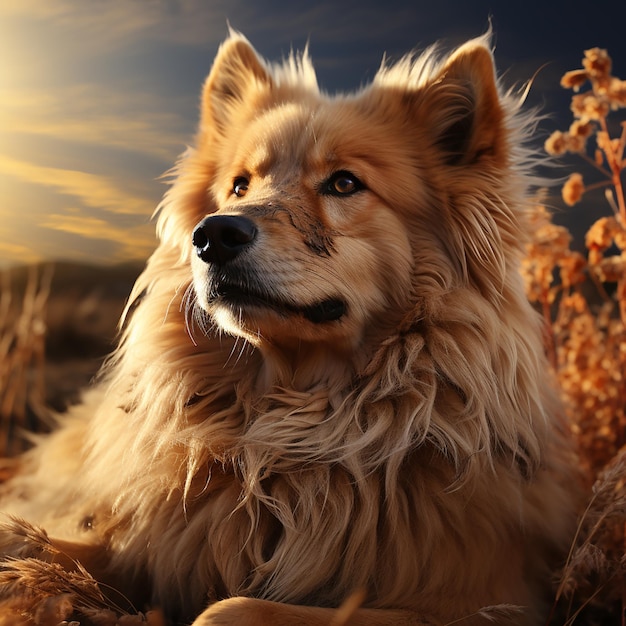 Величественный компаньон изображение великолепной собаки, отдыхающей в сумерках