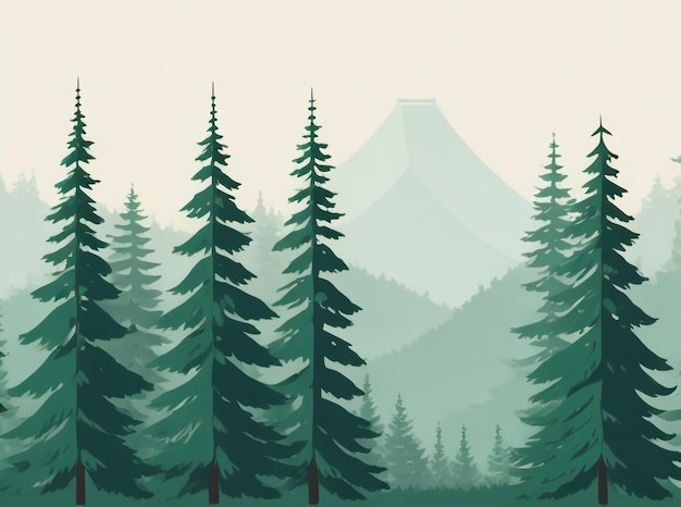 Photo majestic coniferous forest in the misty mountain serenity