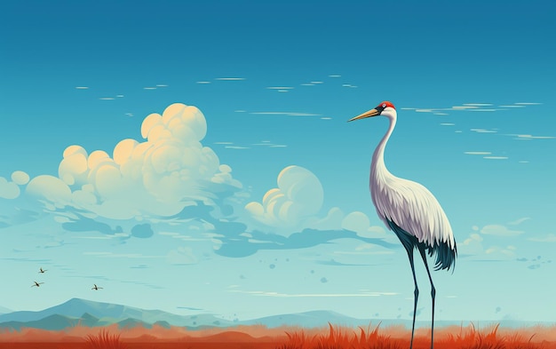 Photo majestic crane in a blue sky