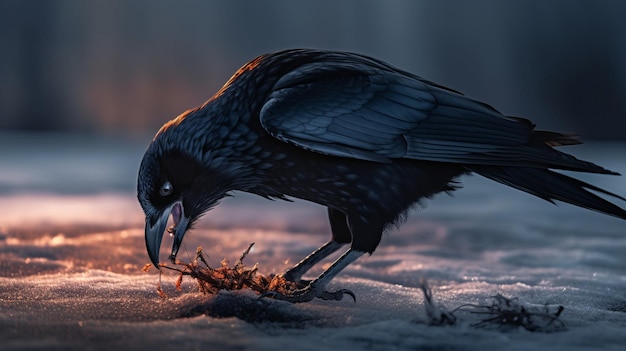 Majestic Crow Hunting For Food