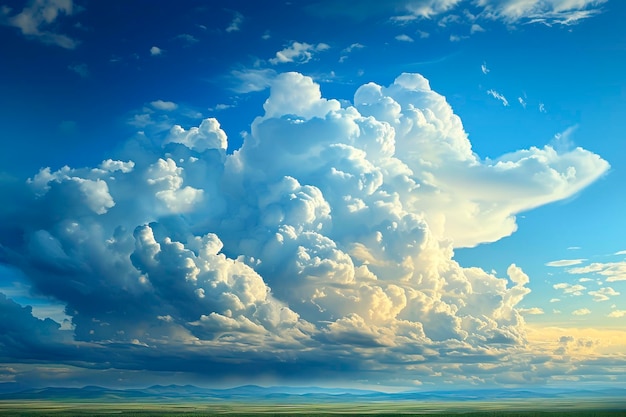Majestic cumulus cloud formations bathed in sunlight created with generative ai technology